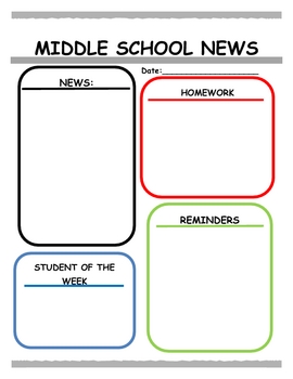 Middle School Newsletter Templates Free