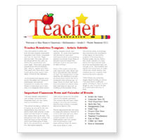 Newsletter Templates For Teachers Word