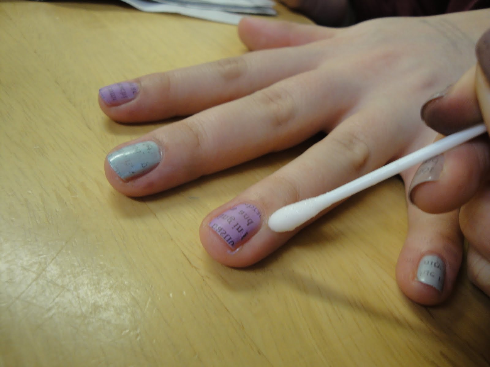 Newspaper Nails With Nail Polish Remover